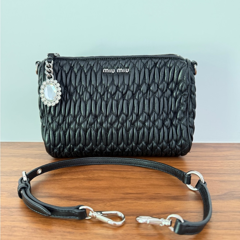 Miu Miu Black Textured Shoulder Bag or clutch